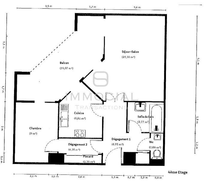 Vente appartement 2 pièces 54.93 m² à Menton (06500), 281 000 €