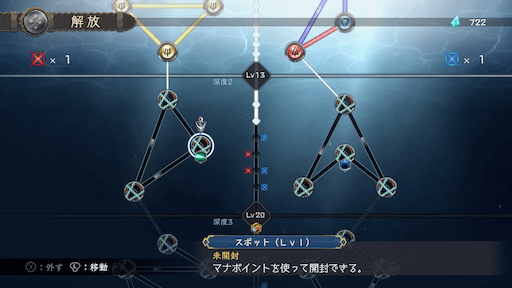 キャラの能力を解放できるスキルツリー