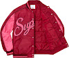 contrast script varsity jacket