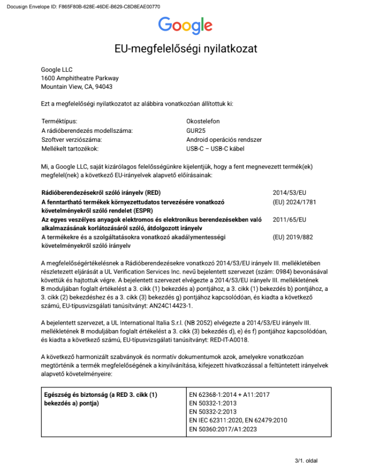 EU DoC Pixel 9 GUR25 p1