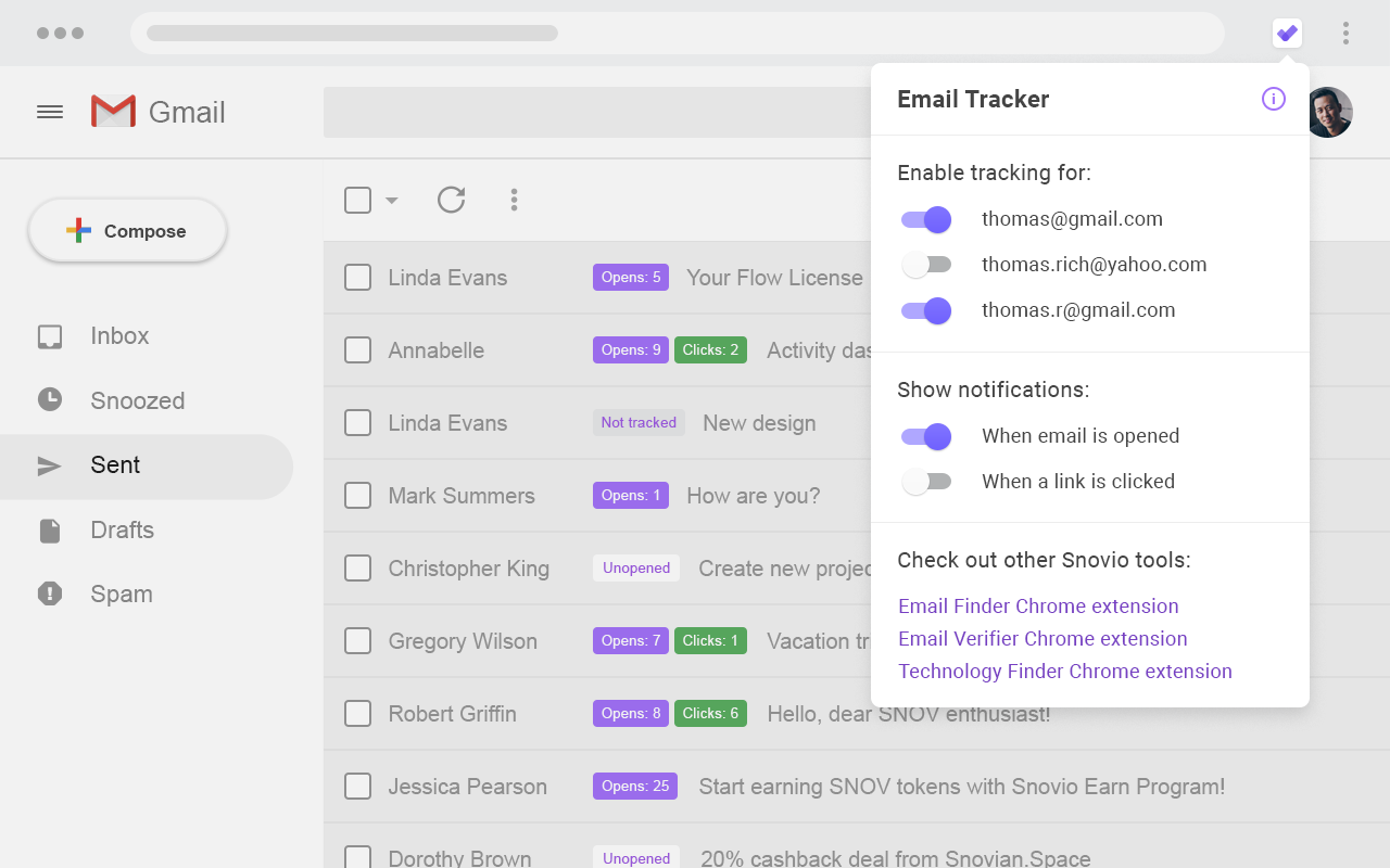 Unlimited Email Tracker by Snov.io Preview image 5