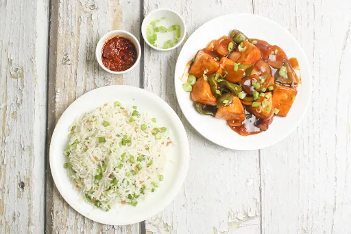 Chilli Paneer With Veg Fried Rice