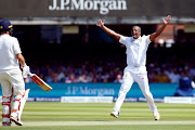 Vernon Philander makes a successful appeal for the wicket of England's Keaton Jennings on July 6, 2017.