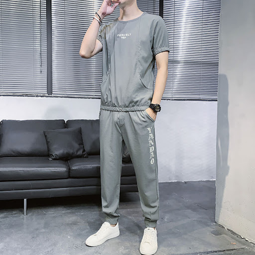Title 3, Mens Ice Silk Clothes Sports Suit Two Piece Se...