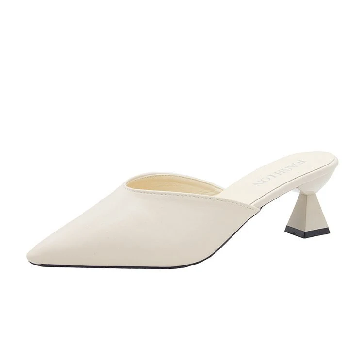 Dames Pointed Toe Lazy Shoes met mid-hiel en chunky rubber, gemakkelijk aan te trekken en ideaal voor dagelijks gebruik, combineert comfort en stijl.