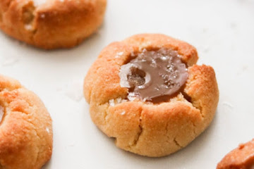Paleo & Vegan Salted Caramel Thumbprint Cookies