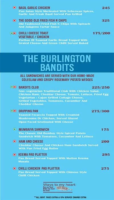 2 Bandits Lounge & Bar menu 