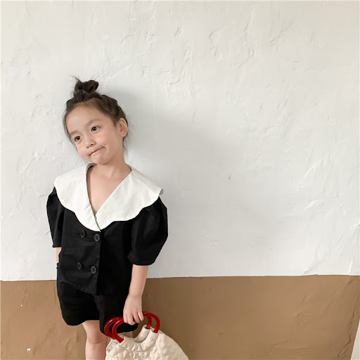 Title 3, Korean Girls Summer Clothing Double-breasted Mo...