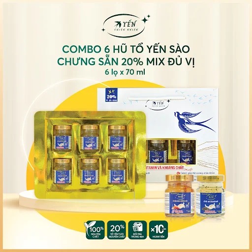 Yến chưng hạt sen 20% Yến Thiên Nhiên Hộp 6 hũ