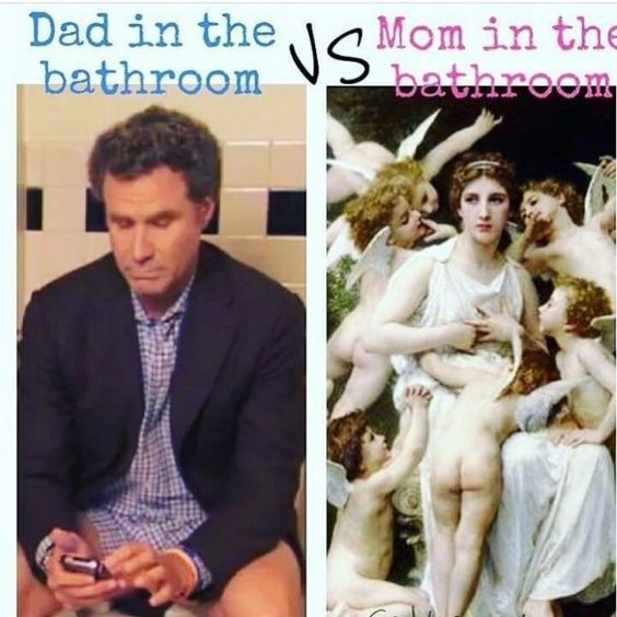 dad versus mom in the bathroom