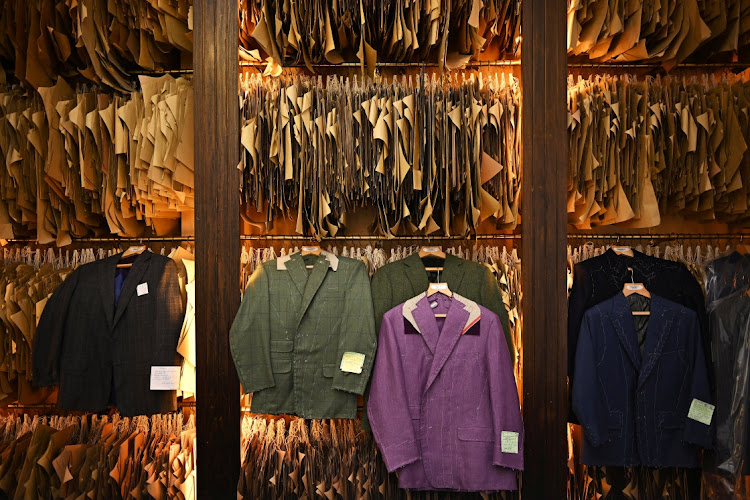 Handmade suits at Anderson & Sheppard tailor on Savile Row, ahead of the Coronation of King Charles and Queen Camilla, in London, Britain, on April 27 2023. Picture: REUTERS/DYLAN MARTINEZ