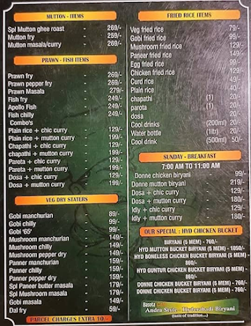 Basota Cafe menu 