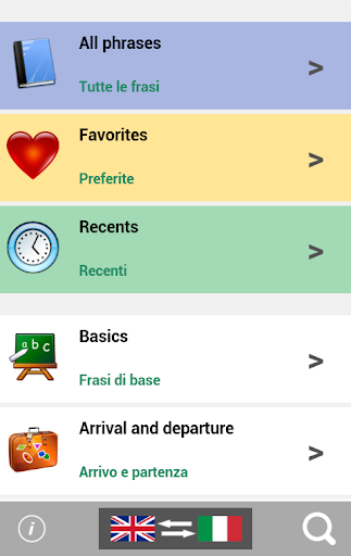 Italian phrasebook translator