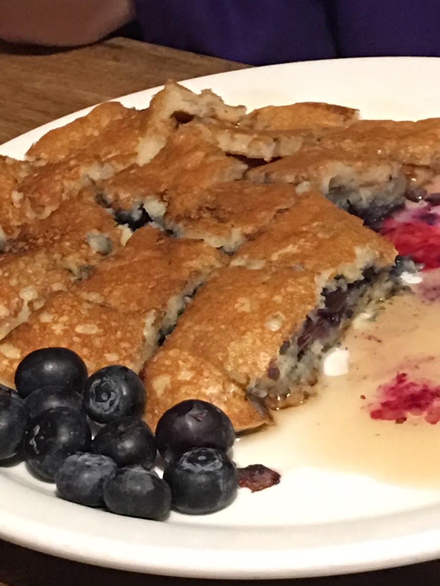 Gluten free/vegan pancakes with blueberries