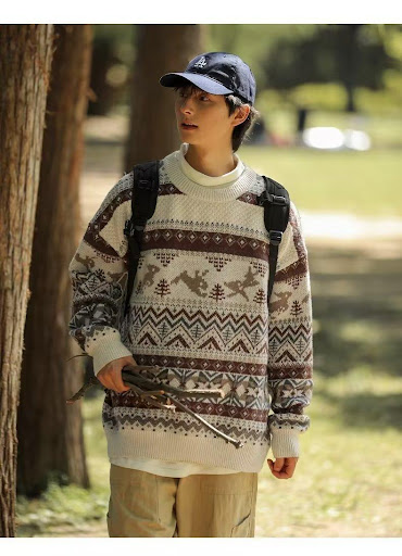 Title 4, American Retro Mens Christmas Sweater, Thicken...