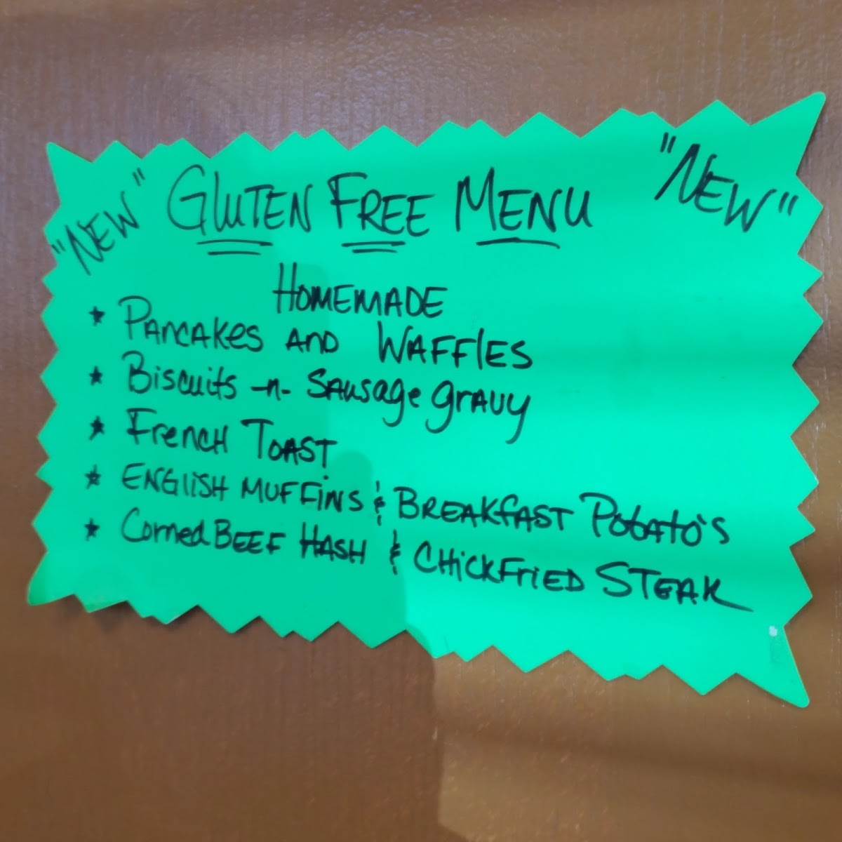 Corner Cafe gluten-free menu