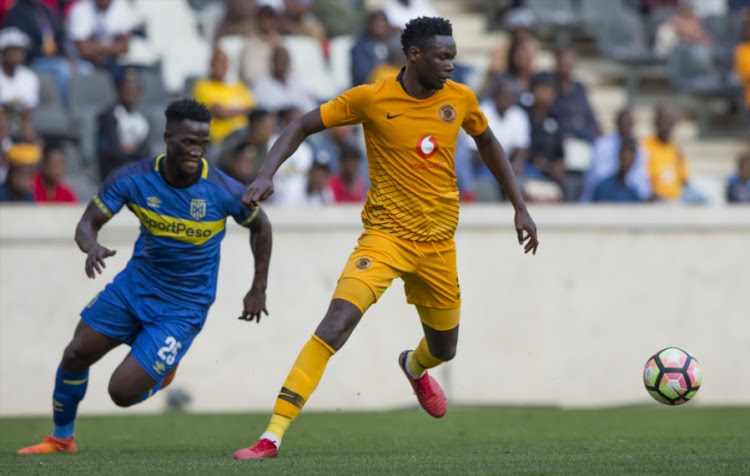 Eric Mathoho of Kaizer Chiefs and Siphelele Mthembu of Cape Town City FC during the Mpumalanga Cultural Experience Cup match at Mbombela Stadium on July 28, 2018 in Nelspruit, South Africa.