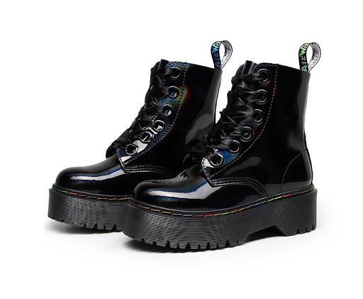 Title 7, Womens Thick-soled Side Zipper Laser Martin Bo...