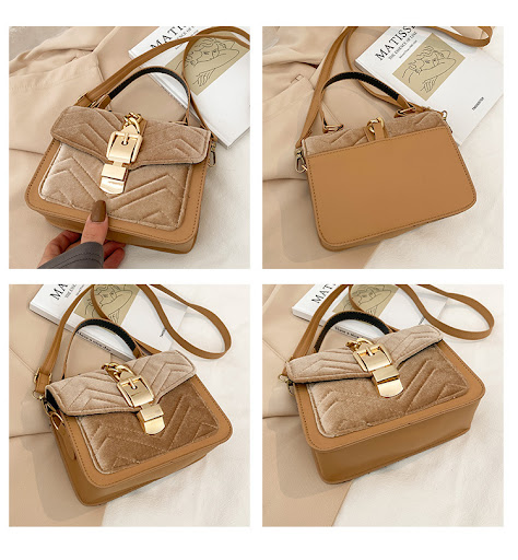 Title 6, Velvet Texture One Shoulder Crossbody Fashion B...