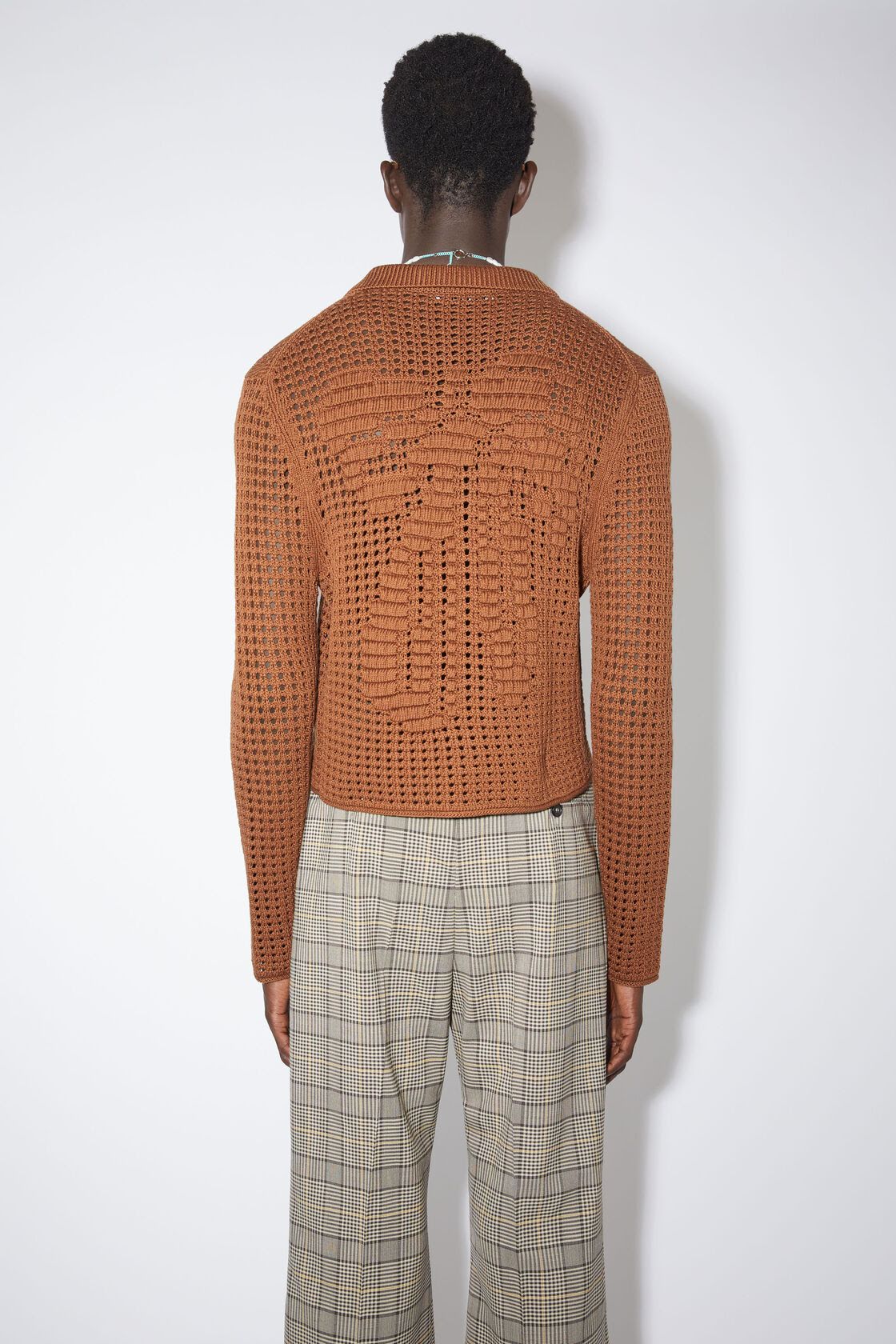 acne studios knitted cognac brown cardigan 2