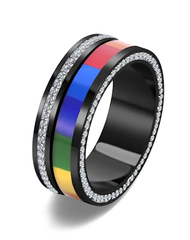 Roestvrijstalen Regenboog Vlag Ring - 0