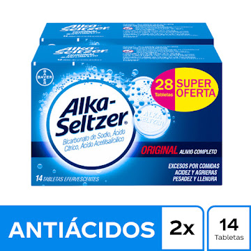 Alkaseltzer Ácido Acetilsalicilico + Bicarbonato De Sodio + Ácido Cítrico Bayer Caja x 28 Tabletas  