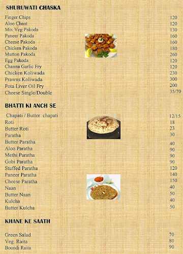 Hotel Sadguru menu 