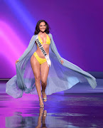 Natasha Joubert in swimwear by Ema Savahl during the Miss Universe Preliminary Competition on May 14 2021.