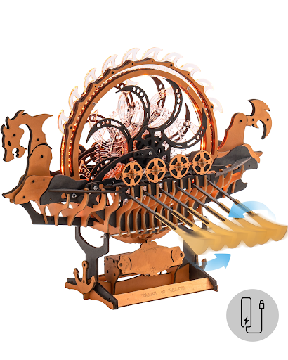 Title 5, ROKR Dragon-boat Electric Mechanical 3D Wooden ...