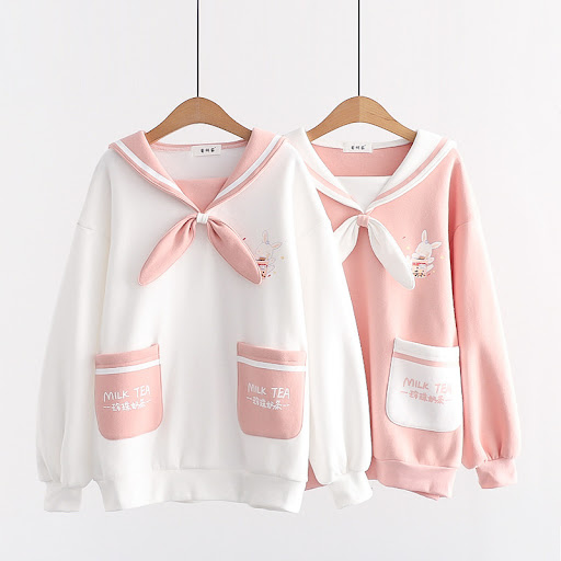 Title 2, Japanese College Style Milk Tea Rabbit Sailor C...