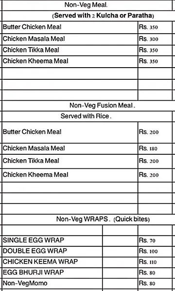 Urban Curries menu 