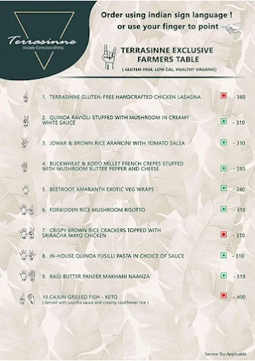 Terrasinne menu 