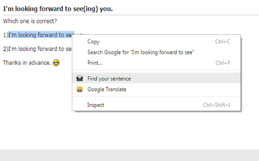 Find your sentence - Right Click