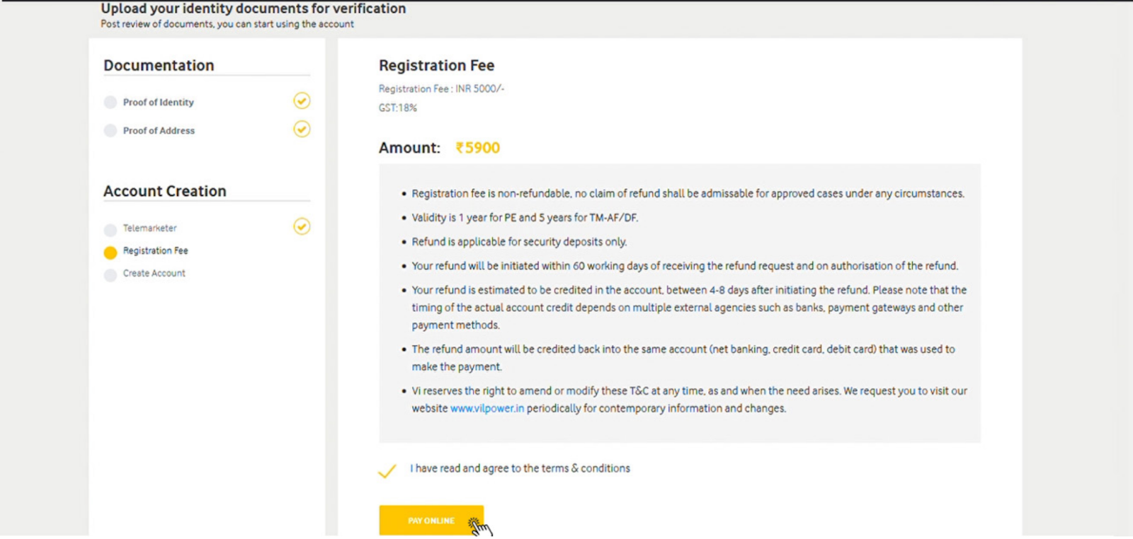 Registration fee on the Vodafone DLT website I SMSCountry