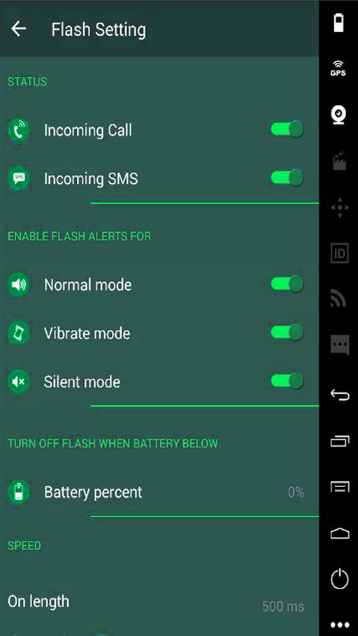 flash alerts color: call &amp; sms Screen 3