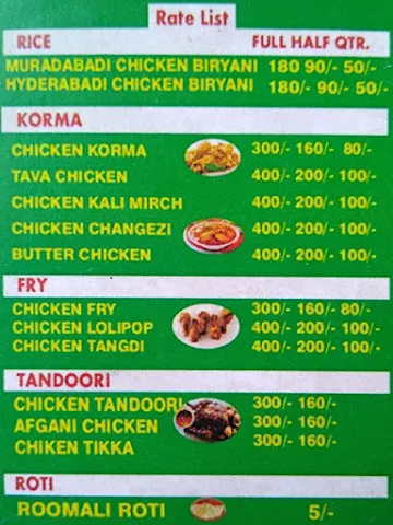 Shama Muradabadi Chicken Corner menu 