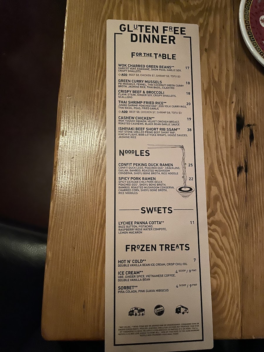 Ace Eat Serve gluten-free menu