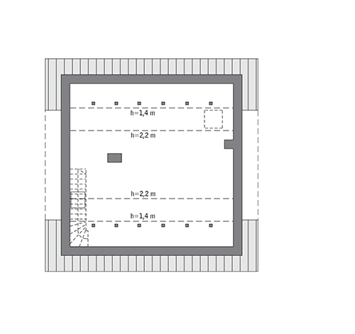 Miarodajny - wersja 1 - C333v1 - Rzut poddasza do indywidualnej adaptacji (35,4 m2 powierzchni użytkowej)