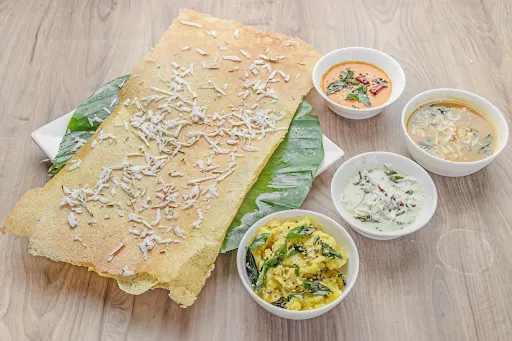 Coconut Rava Masala Dosa With Sambar