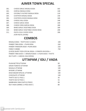 The Dosa Bazzar - 111 Kinds Of Dosa's menu 