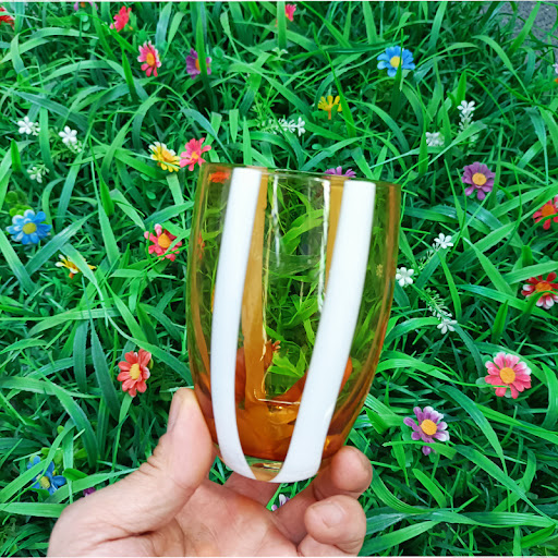 Title 9, Handmade glass retro wine glass in primary colo...
