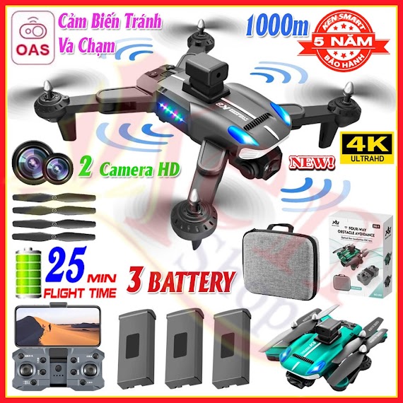 Lỗi 1 Đổi 1 Drone Mini Giá Rẻ 4K K8 Pro, Flycam Máy Bay Điều Khiển Từ Xa 4 Cánh, Cảm Biến Chống Va Đập