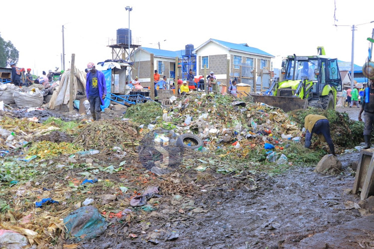 Dumpsite near the Muthurwa market emitting foul smell making the environment uncomfortable for traders on April 16, 2024.