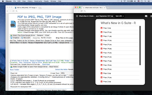 Screenshot of PDF to JPEG, PNG, TIFF Image