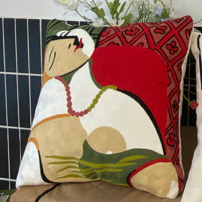 Title 14, Embroidered Cushion Against Color Three-dimensi...