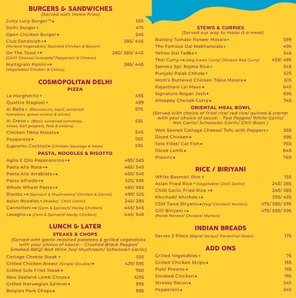 Cafe Delhi Heights menu 