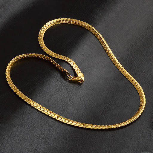 Title 3, 5MM Full Side Gold-plated Necklace, a stylish a...