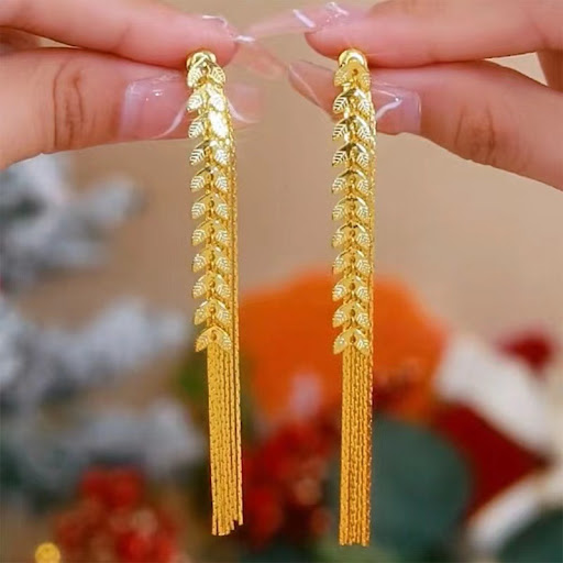 Title 5, Wheat Long Fringe Earrings Dual-wear Women. Ele...