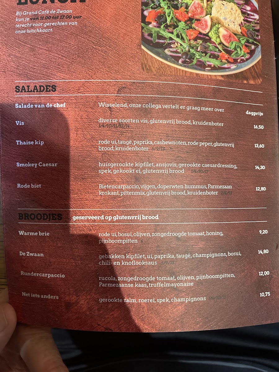 Grand-Café De Zwaan gluten-free menu