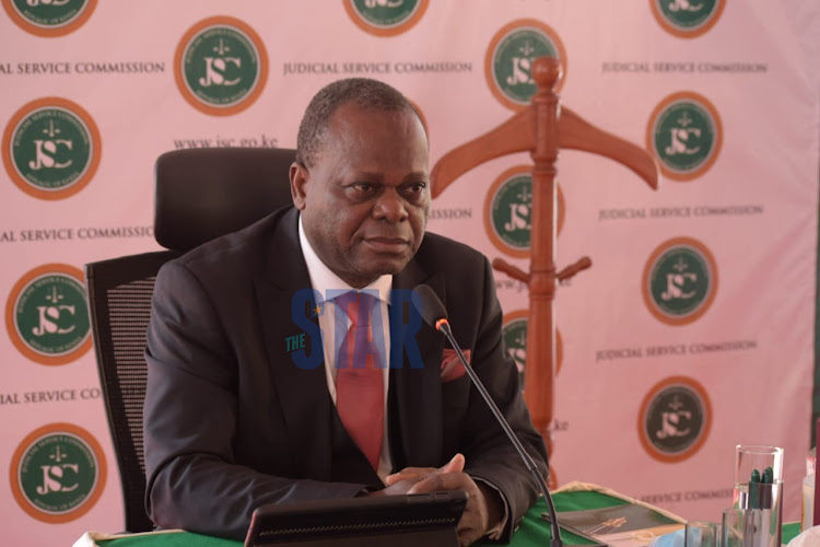 Professor Wekesa Moni during his interview for position of Chief Justice before the Judicial Service Commission panel on April 22, 2021.